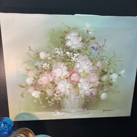 Vtg Original Signed Oil Painting Flowers