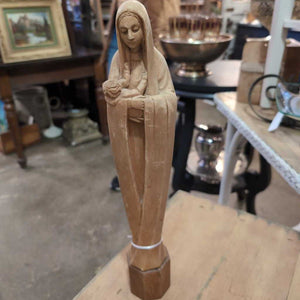 Vintage Carved Wooden Statue of Mary and Jesus. 17 inches