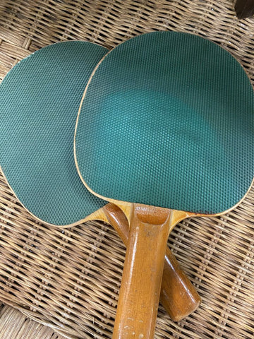 Vintage Set of Green Ping Pong Paddles