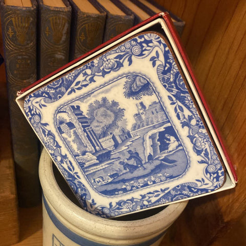 Set of 6 Blue and White Spode coasters