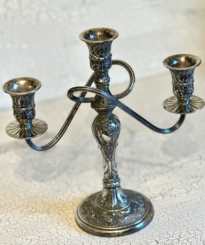 ANTIQUE WM ROGERS SILVER-PLATED CANDELABRA